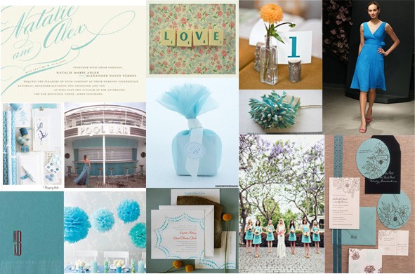 white and turquoise wedding