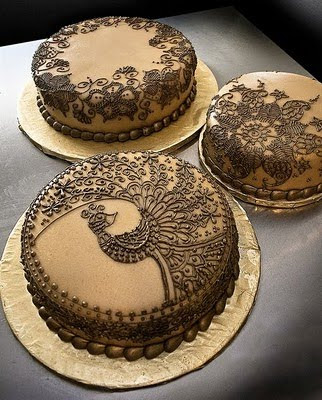 Mehndi Henna Style Peacock Design Wedding Cake Aren't they just divine