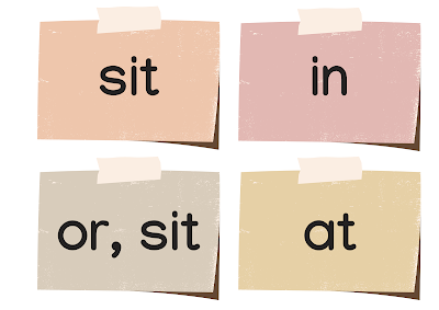 English vocabulary- sit at or on computer