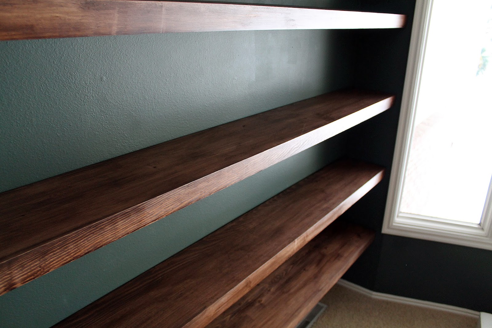 DIY Solid Wood Wall-to-Wall Shelves | Chris Loves Julia