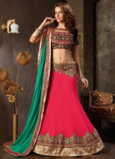 http://www.daindiashop.com/lehengas/indian-wedding-lehenga/womens-georgette-fabric-deep-pink-pretty-unstitched-lehenga-choli-with-lace-work-dupatta-dis-diff-67620