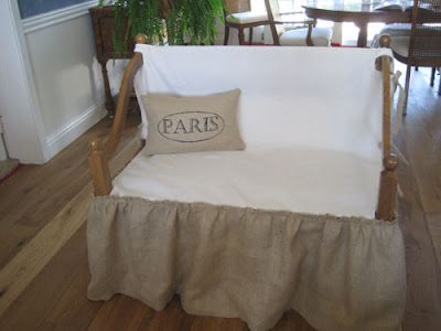 Burlap and muslin slipcover