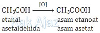 Oksidasi asetaldehida menghasilkan asam asetat