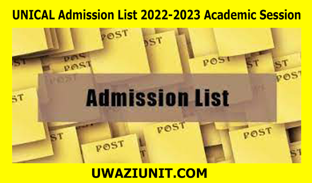 UNICAL Admission List 2022-2023 Academic Session