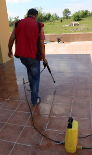 Power washing the tiles