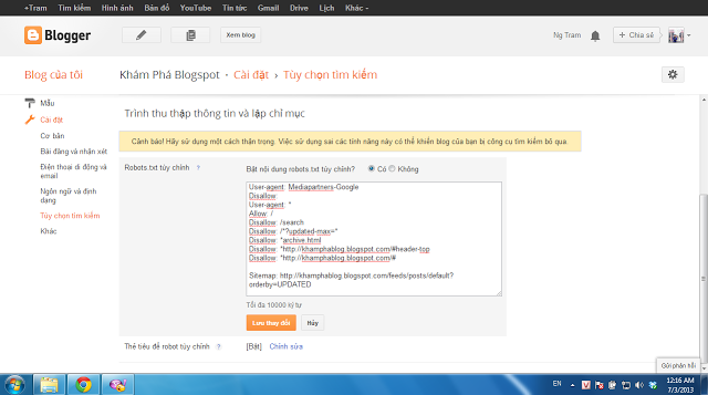 Tối Ưu File robots.txt Cho Blogspot