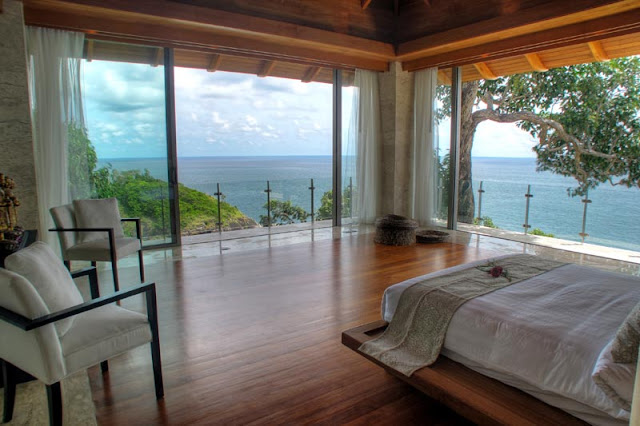 Bedroom in Villa Liberty, Phuket overlooking the ocean 