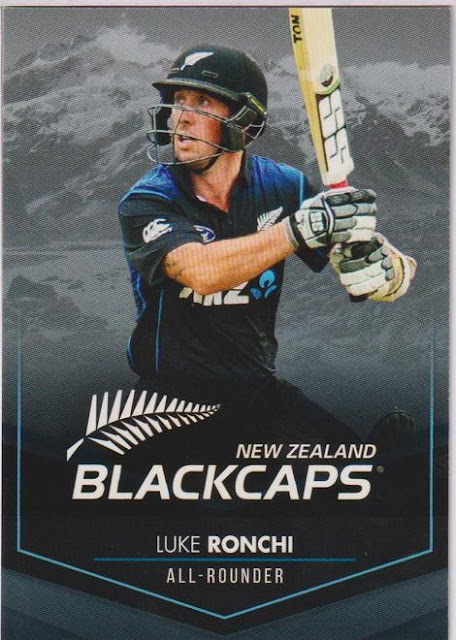 Luke Ronchi card closeup view - Caltex Cricket Cards 2016 BlackCaps New Zealand