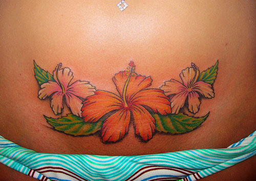 sexy hawaiian flower tattoo designs for women