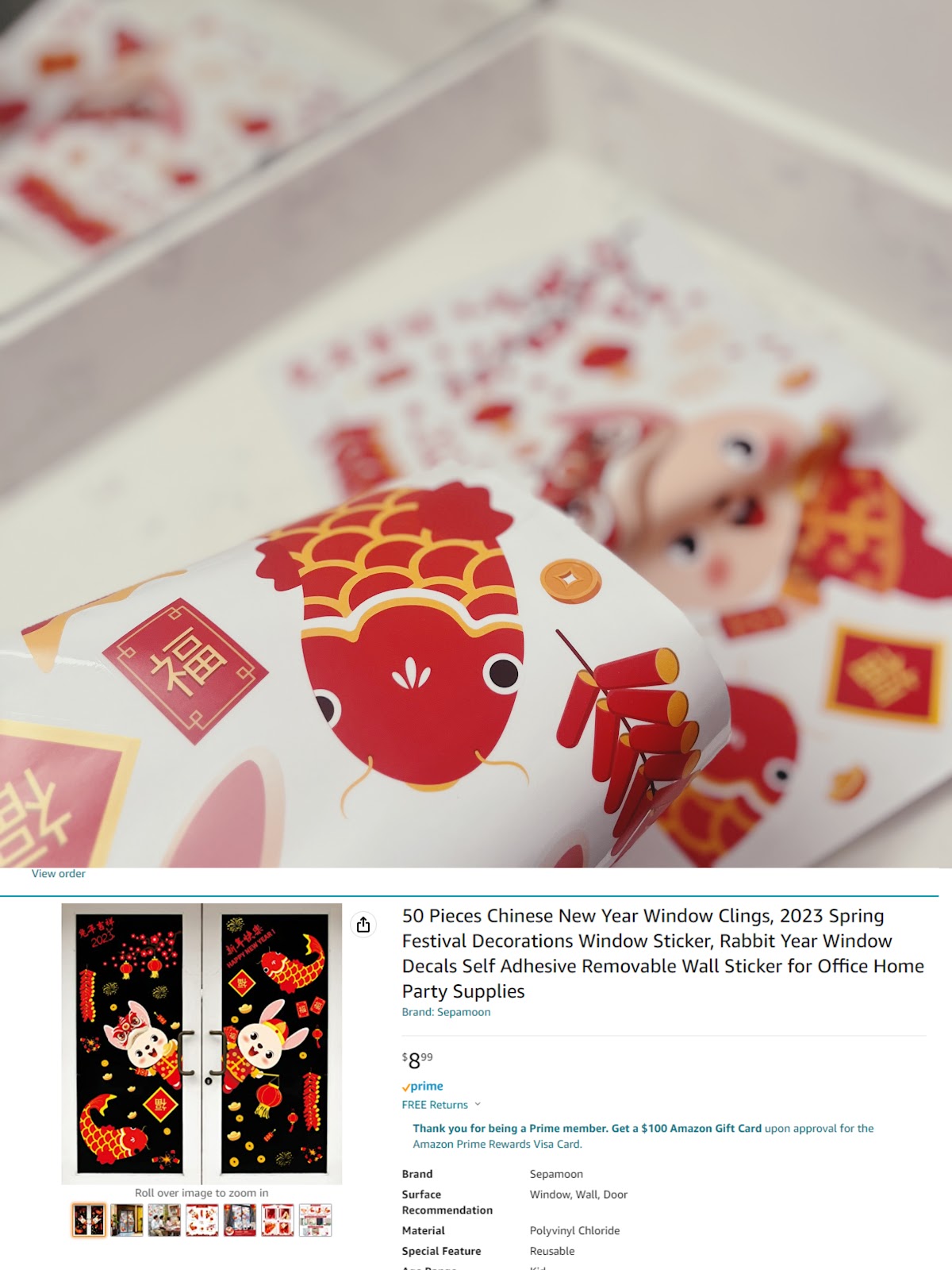 中国元素新年窗花贴纸装饰 Chinese-Asian-spring-festival-window-clings-sticker