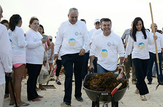 Gobierno y sociedad refuerzan acciones de limpieza en las playas de Solidaridad