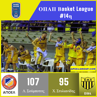 LIVE: ΑΠΟΕΛ 107-95 ΕΘΑ #14η «ΟΠΑΠ BASKET LEAGUE» Τελικό αποτέλεσμα 