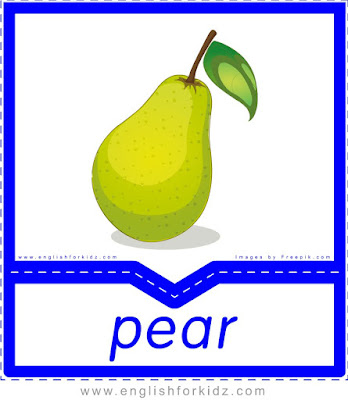 Pear - English flashcards for the fruits, vegetables and berries topic