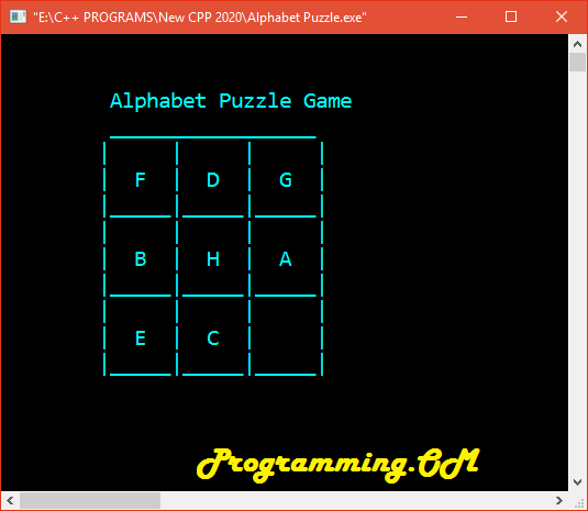 Alphabet puzzle game in C++