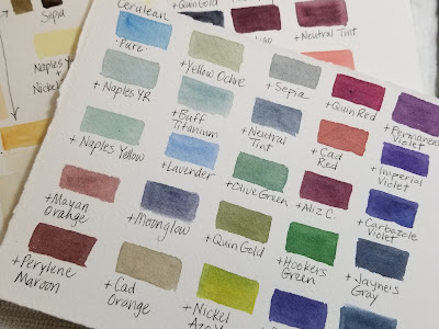 Color mixing notes or charts.  Making these is relaxing for me.© 2021 Christy Sheeler Artist