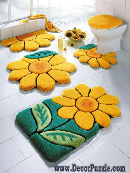 Flowers Bathroom rug sets, bathmats 2015 yellow and green bath rugs