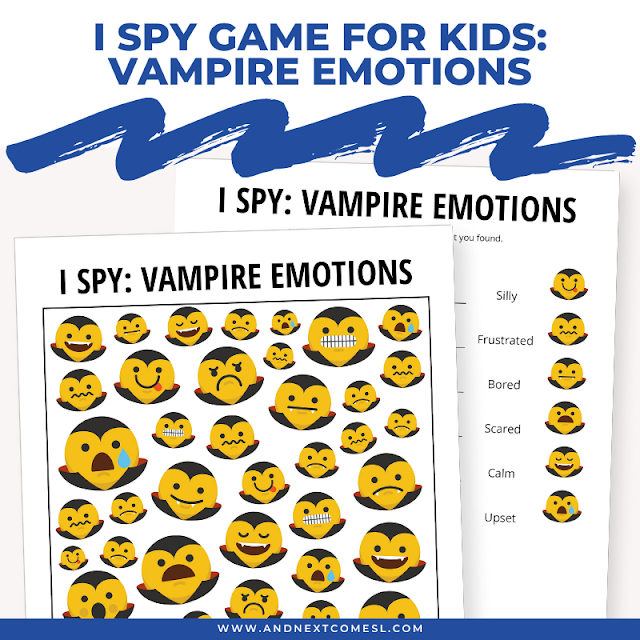 Printable vampire emotions I spy game for kids