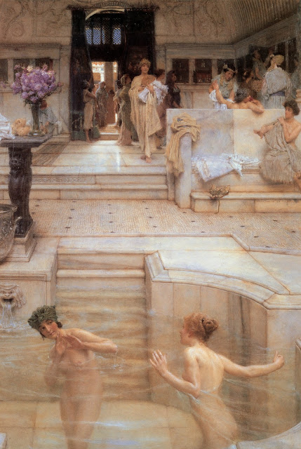 Sir Lawrence Alma Tadema,greek girls,pool