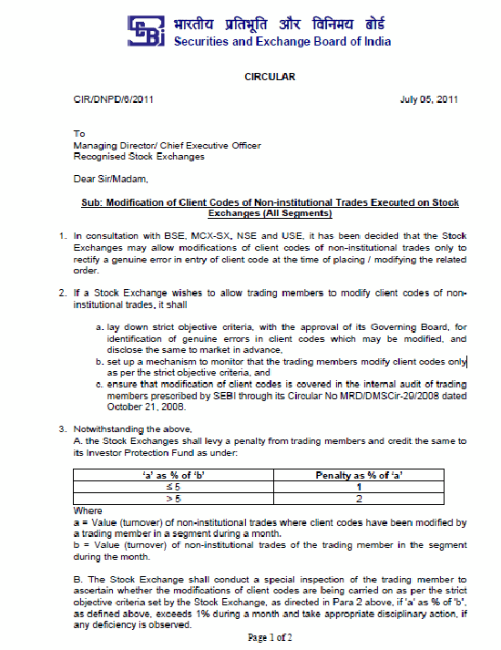 SEBI circular