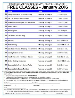 sign up form for January classes