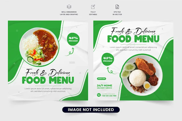 Restaurant promotion template vector free download