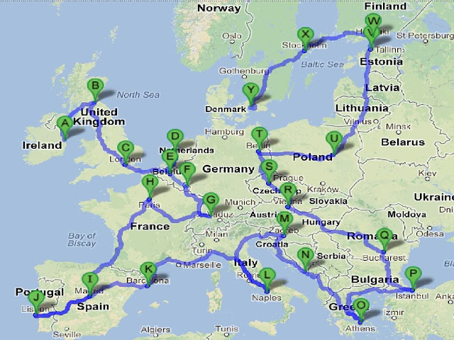 Europe Backpacking Map