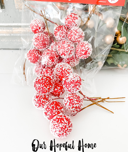 faux frosted red berries