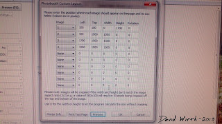 page print out layout, settings, dimensions, 4 picture format