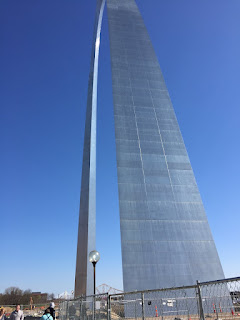 A view from near the St. Louis Arch, looking up toward the top.
