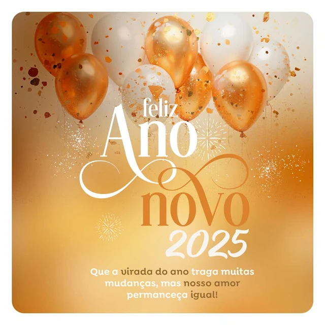 Cartão 2025 Dourado Mensagem de Feliz Ano Novo