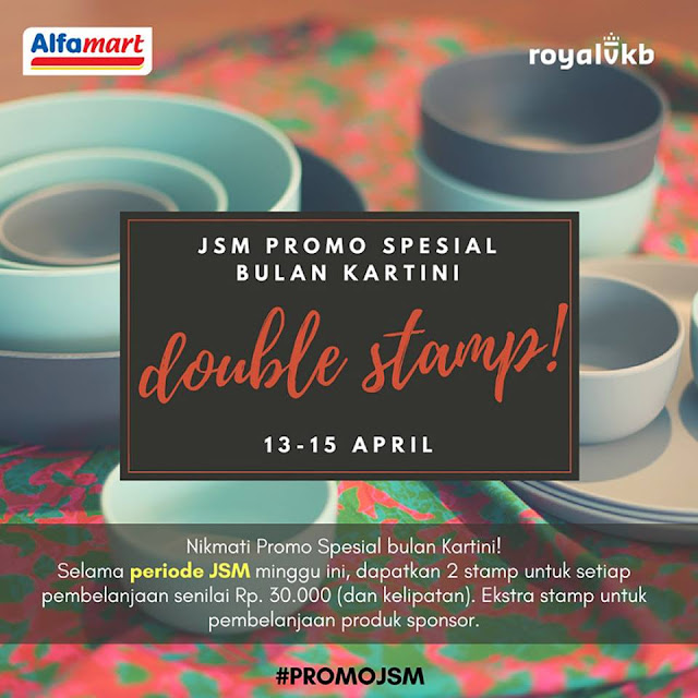 Promo Double Stamp RoyalVKB Alfamart! Dapatkan 2 stamp untuk setiap pembelanjaan senilai Rp 30.000. Periode 13-15 April 2018