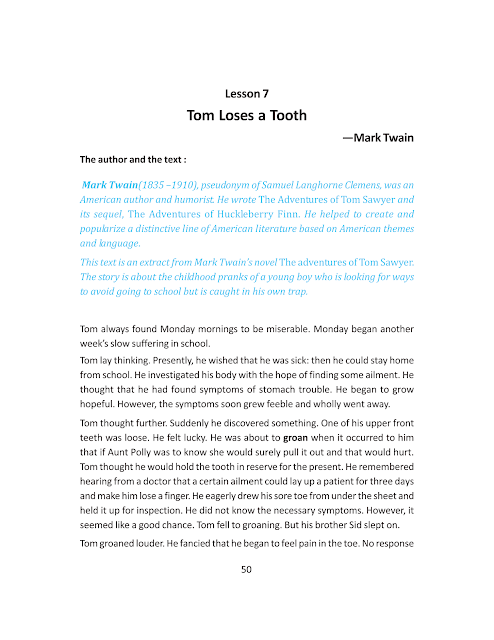 Tom Loses a Tooth - Mark Twain - Lesson 7 - WB Class 9 English suggestion 2023