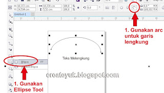 Membuat garis lengkung dengan arc ellipse tool