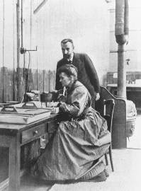 Life: Chemists Pierre Curie and wife Marie Curie in their laboratory