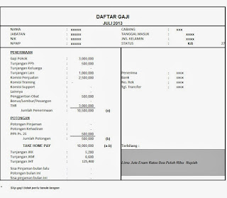 Contoh Slip Gaji Karyawan Swasta - Kopi-ireng.com