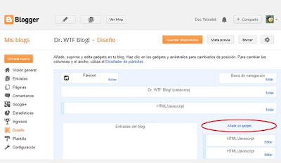 Agregar un Gadget en Blogger