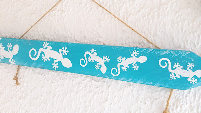 bois de palette acrylique stencil gecko summer Mediterrannee 