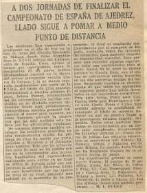 Recorte del Diario de Barcelona sobre el Campeonato de España de Ajedrez de 1962
