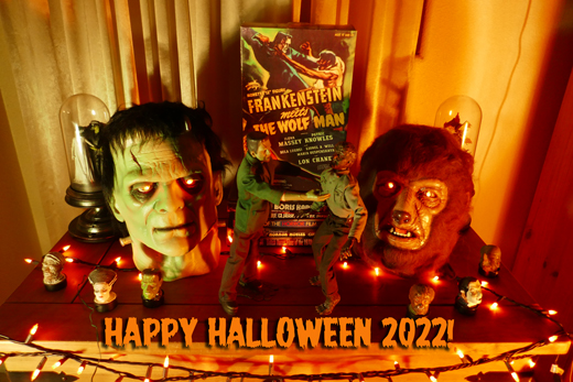 Halloween 2022 indoor display, Frankenstein meets the Wolf Man