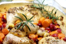 Rosemary Chicken Over Cranberries & Carrots