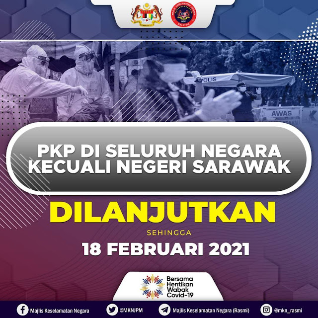 PKP 2.0: Kerajaan Bersetuju Untuk Melanjutkan PKP Sehingga 18 Februari 2021