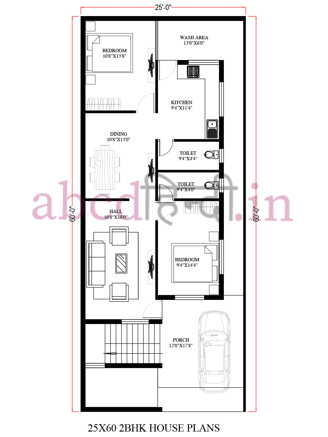 25 x 60 house plan