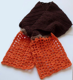 beautiful chocolate and orange keyhole crochet scarf pattern