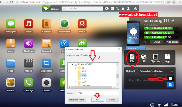 Cách copy file từ máy tính sang điện thoại và từ điện thoại vào máy tính bằng 3G - Wifi