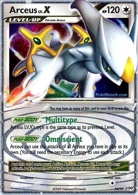 Today's Pokemon Card of the Day is Arceus Lv. X from the Arceus set.