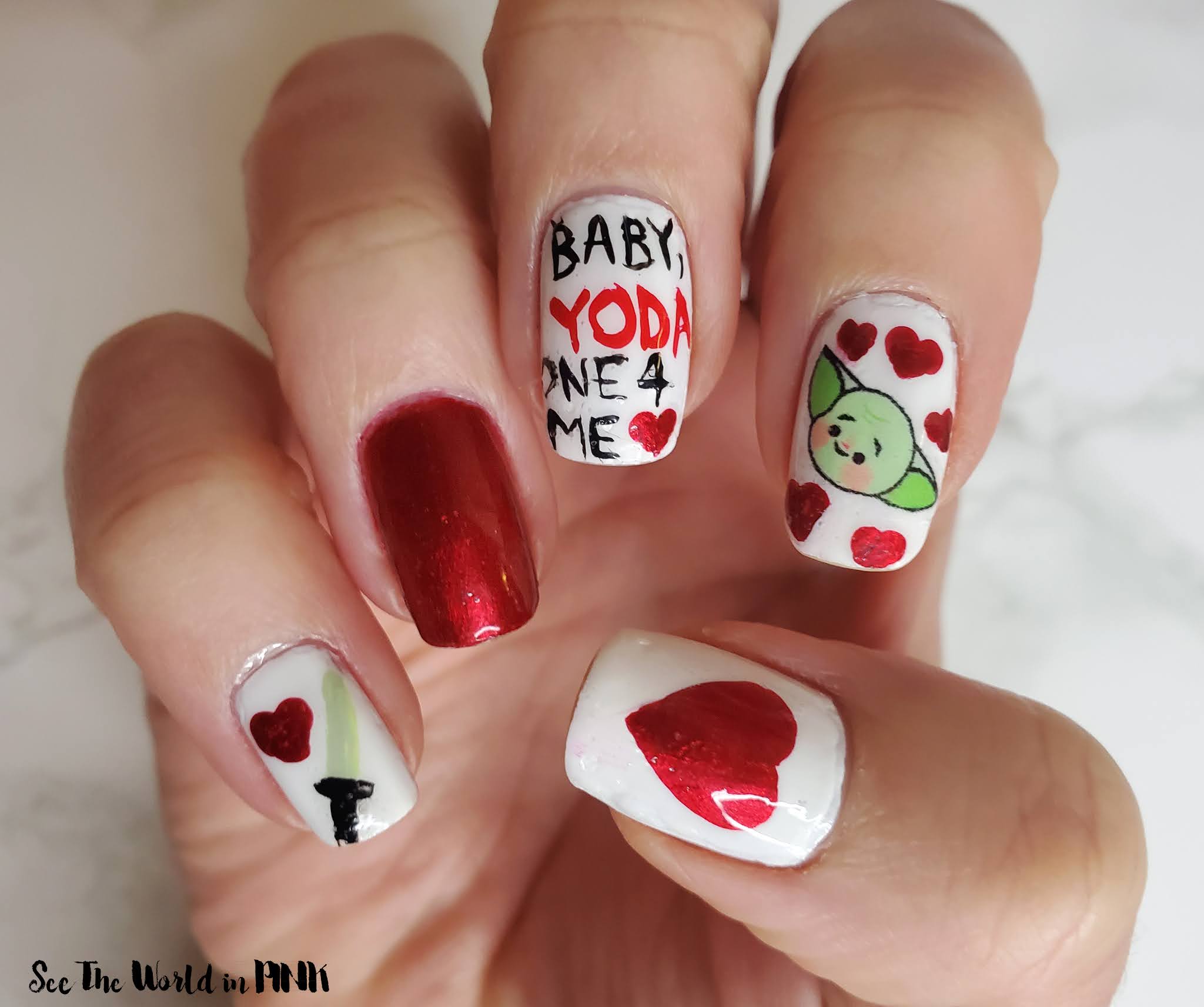 Manicure Monday - Baby, Yoda One For Me Valentine's Day Nails