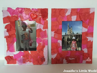 Tissue paper heart frames Valentine's Day craft