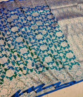 Floral patterned silk Jangla banarasi saree