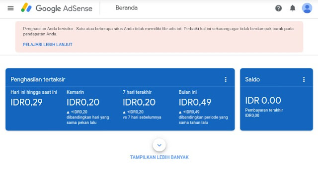 Cara Menghilangkan Notifikasi Pesan Error Ads.txt Dashboard Google Adsense